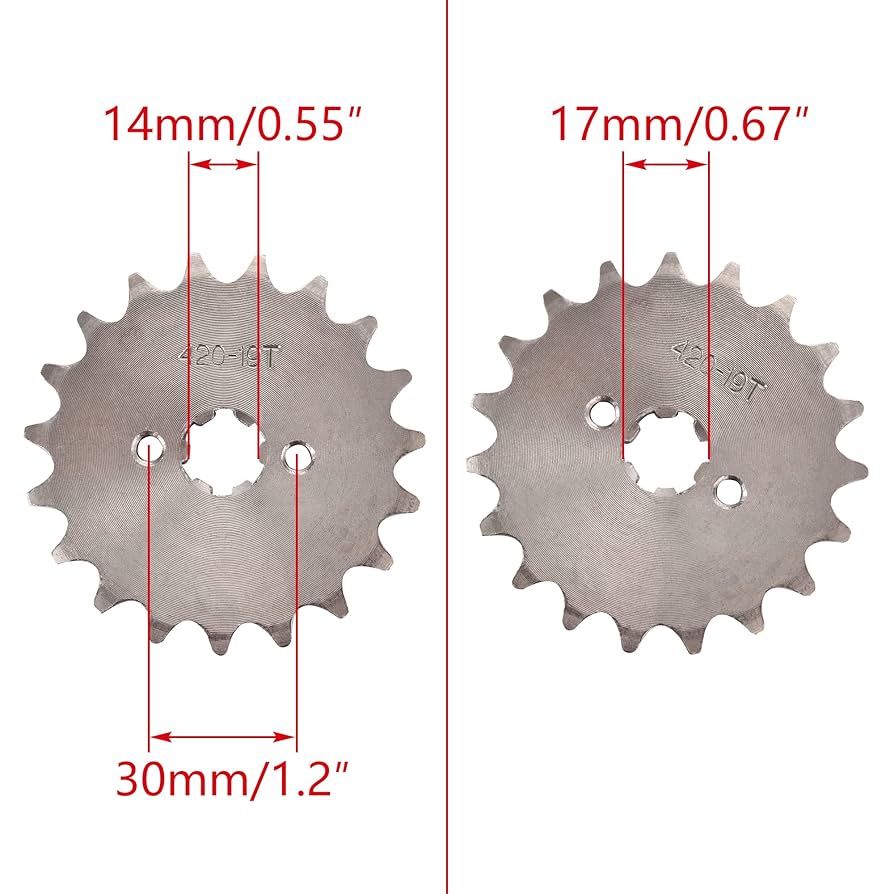 Amazon.com: WOOSTAR Motorcycle 420-19T Front Sprocket 17mm